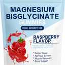 Magnesium Bisglycinate Gummies, with 500mg Magnesium Bisglycinate Chelate Sea Salt Raspberry Fruit Powder, Improve Sleep & Nervous, Relax Muscles, Strengthen Bones, Vegan, 60 Count