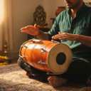 Wooden Dholak Drum, Adjustable Indian Hand Percussion Instrument, 14 Inch