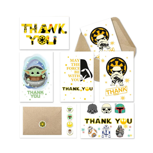 XZAKUN 40 Star War Thank You Cards Wtih Envelopes & Stickers,Greeting Note Blank Cards,For Wedding,Employee,Business,Baby Shower Gratitude Appreciation 4 X 6 In (white) Pack of 8