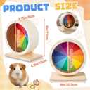 Geelin 9 Inch Hamster Wooden Silent Wheel, Rainbow Printed Small Animal Exercise Wheel, Quiet Spinner Hamster Running Wheels Prevent Depression Toys for Hamsters, Gerbils, Mice and Other Small Pets