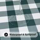 Smiry Round Picnic Tablecloth, Elastic Waterproof Fitted Vinyl Tablecloths for 45"-56" Tables, Flannel Backed Buffalo Plaid Table Cover for Dining, Camping, Outdoor, White and Hunter Green