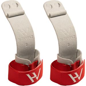 HOLVIST Gymnastics Grips | Leather Made Dowel Gymnastic Grips | Gymnastics Grips for Girls 10-12 | Hook & Loop Gymnastics Grips for Girls 7-9 | 2 Hole Women's Gymnastics Hand Grips (Red)