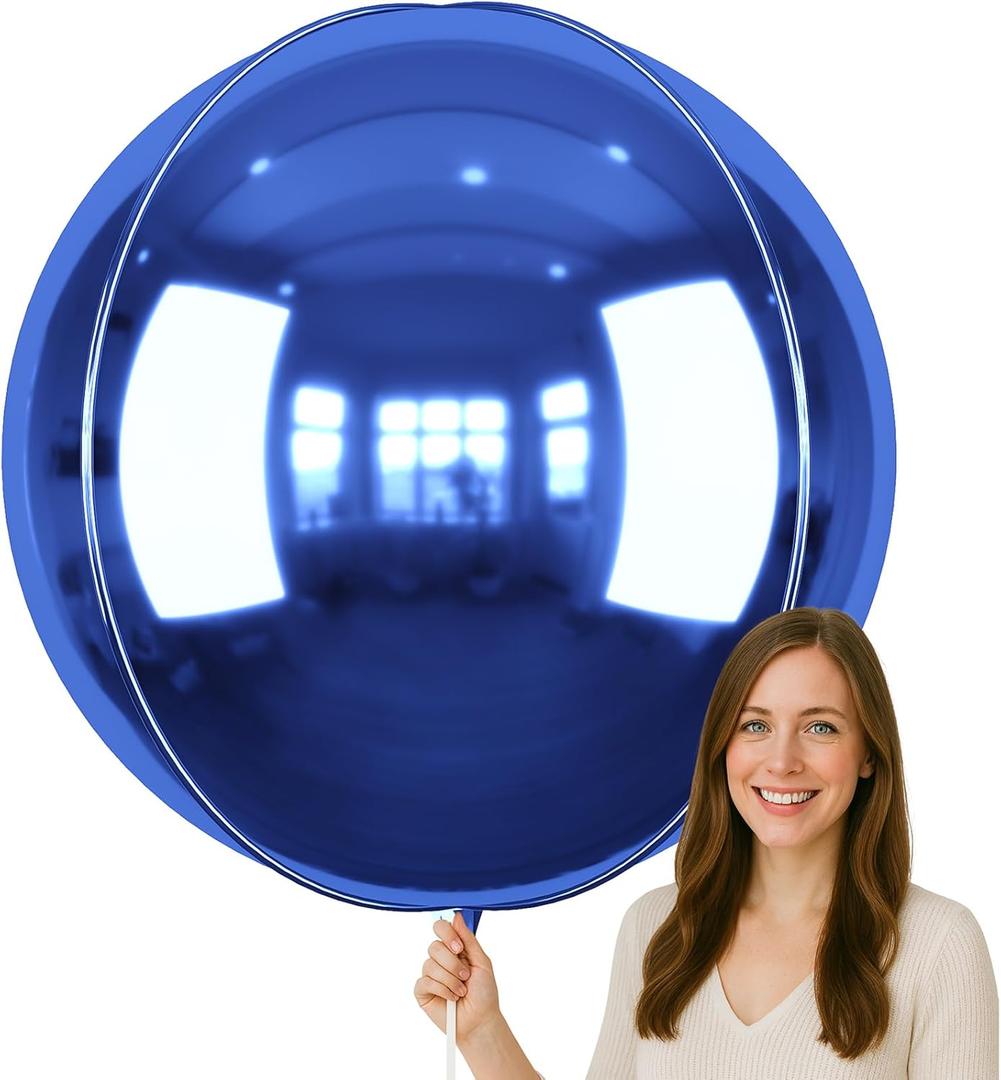 50 Inch Giant Navy Blue Round Foil Balloons, 3Pcs Metallic Blue 4D Ball Balloons for Birthday New Year Eve Wedding Engagement Graduation Anniversary Party Decorations 2026