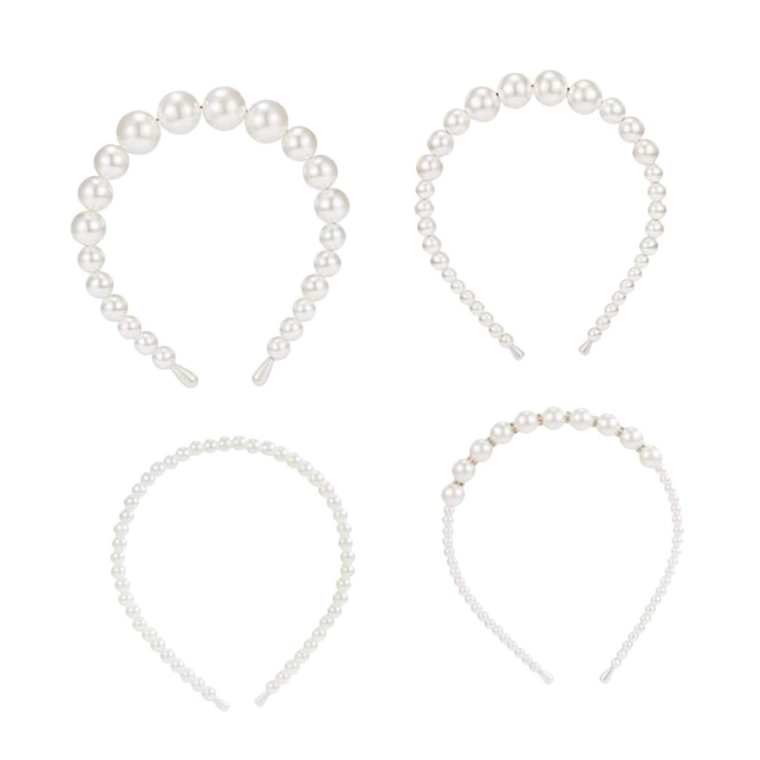 4Pcs Pearl Headbands for Women Elegant Bridal Hair Accessories for Weddings Vintage Handmade Design for Parties Proms and Special Occasions