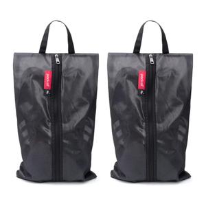 pack all Plus-Sized Shoe Bag for Travel, Water-Resistant Shoe Pouch for Gym, Odor-Resistant Soccer Cleats Bag for Sport (Black, 2-Pack)