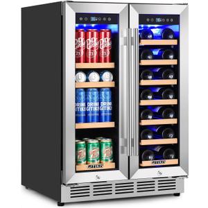 24 Inch Dual Zone Wine and Beverage Refrigerator Cooler Under Counter, 24" - 88 Can & 20 Bottle - 4.7 cu.ft