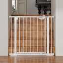 Auto-Close Baby Gate for Stairs & Doorways Dog Gate - Adjustable Steel Safety Gate with Dual Lock, Fits 29"-39" Wide, Pressure Mount No Drilling (White, 30-39" W x 30" H)