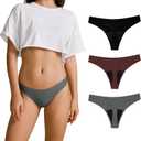 SHARICCA Women Postpartum Period Thongs 4 Layers Leakproof Underwear Panties for teen ladies Multipack (Medium, 3p Midnight)