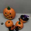 JOYIN 5 Pcs Light Up Halloween Pumpkin Decor Jack O Lantern Decorations Outdoor Indoor, Plastic Large Trick Or Treat Table Top Party Supplies Favors