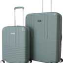 Jessica Simpson Countryside 2-Piece Set (21" & 30") Expandable 8-Wheel Spinner Large Checked Luggage Suitcase, Chinois Green