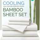 100% Rayon Derived From Bamboo - Sheets Split King Size - Cooling Sheets for Split King - Ultra Soft Hotel Luxury Bedding - 1 Flat & 2 Fitted & 2 Pillowcases with 18 Inch Deep Pockets - White