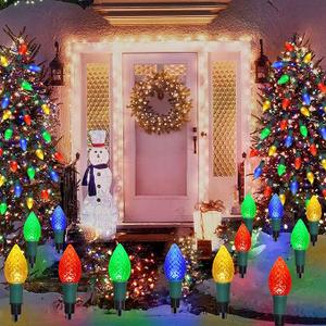 20-Pack Solar C9 Multi-color Garden Stake Lights for Christmas Tree, Garden, Patio, Yard, Pathway