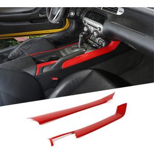 JeCar for Camaro Red Interior Center Console Gear Shift Side Panel Cover Trim Interior Accessories Compatible with 2010 2011 2012 2013 2014 2015 Chevrolet Chevy Camaro
