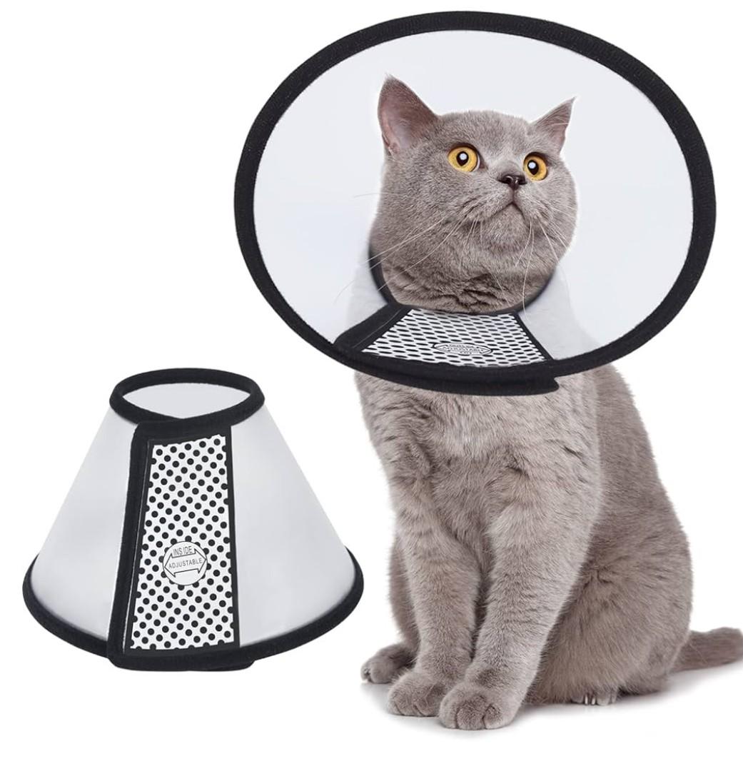Vivifying Cat Cone Collar– 3 Sizes Lightweight Soft Edge Recovery Cone for Cats, Adjustable Plastic Elizabethan Anti-Lick E-Collar for Post-Surgery Protection Small/Medium/Large