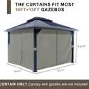 BPS 10' x 13' Gazebo Privacy Curtains with Double Zipper, 4-Panels Side Wall Universal Gazebo Side Panels Replacement for Patio, Outdoor Canopy, Garden and Backyard (Curtain Only)