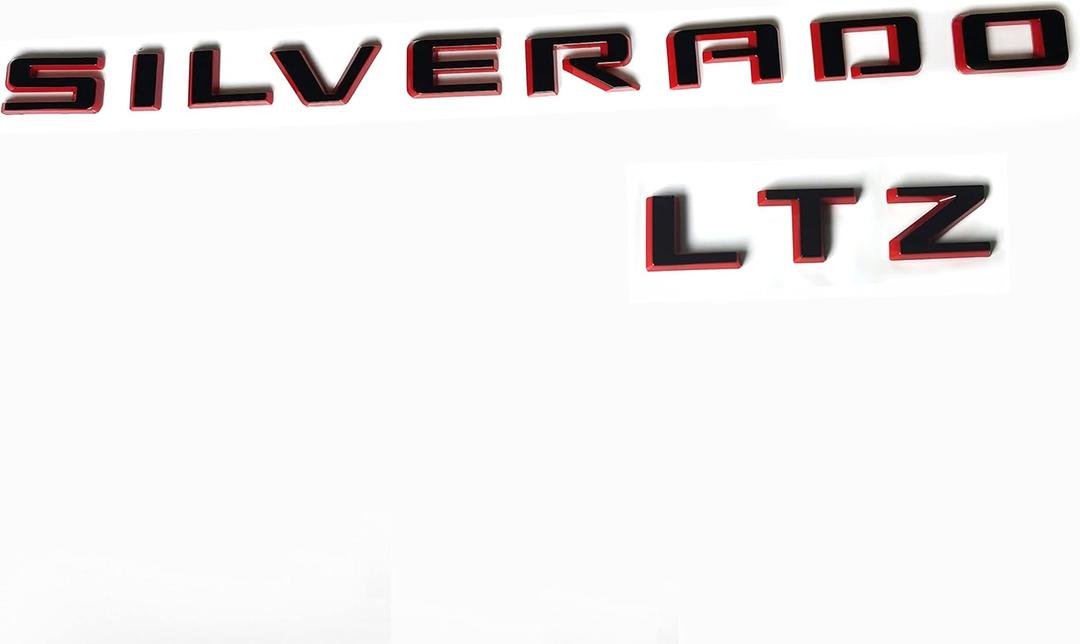 2019-2025 2pack OEM Nameplate with LTZ Emblem 3D Letters Badge Replacement for Silverado 1500 2500HD 3500HD 86539786 (Glossy Redline)