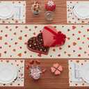 XCHI Red Little Love Hearts Valentine's Day Table Runner Table Decoration for Party Home Kitchen Dining Holiday Decor 13x108 Inch