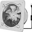 FanGoFast 6 inch Exhaust Fan, Kitchen Exhaust Fan for Wall, Potable Window Exhaust Fans, 308CFM Wall mounted Bathroom Fan with Check Valve for Kitchen, Workshop, Basement (Silver)