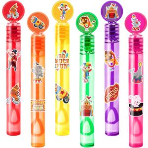 24PCS Carnival DIY Bubble Wands with 96PCS Stickers - Party Favor for Goodie Bags, Pinata Stuffers, Mini Bubble Bulk Birthday Supplies, Toys Gifts, Class Prizes for Toddlers, Boys & Girls