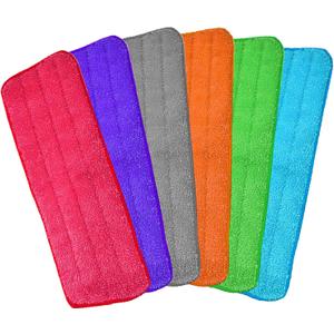 Microfiber Replacement Mop Pads, 18" x 6" Wet & Dry Home & Commercial Cleaning Refills, Colorful Reusable Floor Mop Pads, Washable Floor Cleaning Pads, 6 Pack