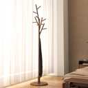 Coat Rack,Solid Wood Coat Rack Freestanding with 12 Hooks,Coat tree freestanding 3 Adjustable Heights for coat, Hats, HandbagsCoat Stand for Entryway,Bedroom (Walnut)