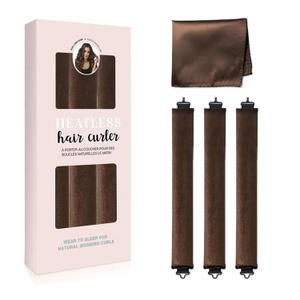 ZKSM Heatless Curls Overnight Hair Curlers to Sleep in,Heatless Hair Curler Velvet, Overnight Blowout Rods Heatless Curls for Short Long Hair All Hair Types Styling Tools Brown3PCS (1 Count (Pack of 3))