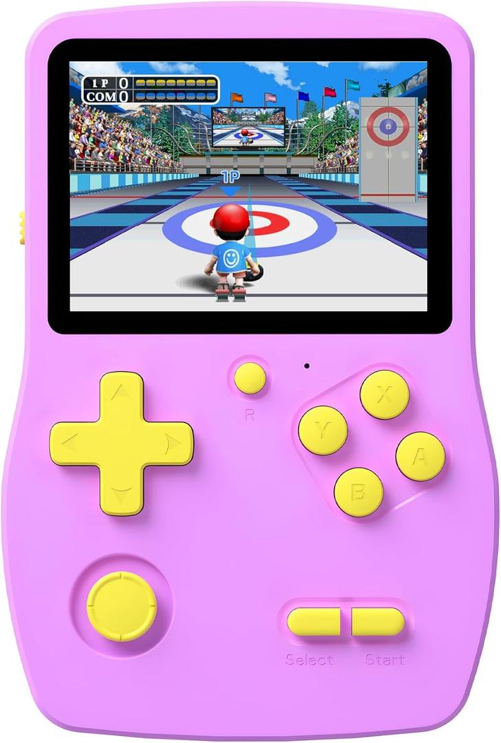 32 Bit Handheld Games for Kids Preloaded 139 Video Games, Portable Video Gaming Player with 3.0" IPS Screen and Rechargeable Battery, Mini Travel Games Electronic Gifts Toys for Boys Girls, Purple