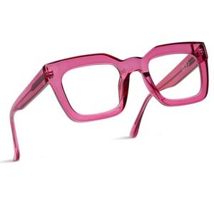 AQWANO Stylish Oversized Reading Glasses for Women Fashion Designer Readers Blue Light Square Computer Glases, Fuchsia 2.5