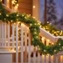 Christmas Pine Garland with led Lights Christmas Decorations, Pre-Lit Artificial Greenery, Indoor Outdoor Holiday Decoration for Mantel, Porch, Winter Home Decor, 70.6 Inches