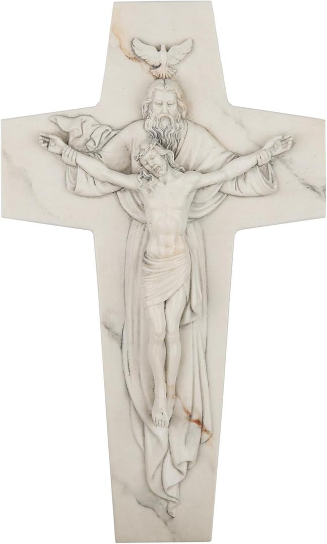 ShineOnAngel Holy Trinity Crucifix Wall Cross, 10inch Holy Cross Religious Modern Home Wall Decoration Hand Painted Marble Effect Religious Wall Dcor and Spiritual Gifts