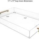 Isaac Jacobs Clear Acrylic Serving Tray (11x17) with Gold Metal Handles, Spill-Proof, Stackable Organizer, Food & Drinks Server, Indoors/Outdoors, Lucite Storage Dcor (11x17, Clear with Gold Handle)