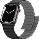 Anlinser Magnetic Bands Compatible with Apple Watch Band 49/46/45 44/42/41/40/38mm, Women Men Double Side Reversible Strap for iWatch Ultra 3-1 Series 11/10/9/8/7-1 SE(49/46/45/44/42,Black/Gray)