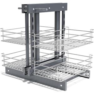 Blind Corner Pull Out Organizer for 32" Cabinet Left Open & Right Open Compatible 2 Tier 4 Shelves Adjustable Height