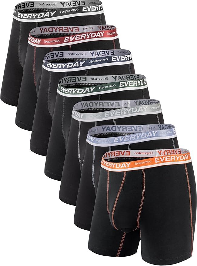 Separatec Cotton Dual Pouch Men's Underwear Comfortable Soft Breathable Everyday Boxer Briefs for men 7 Pack Small