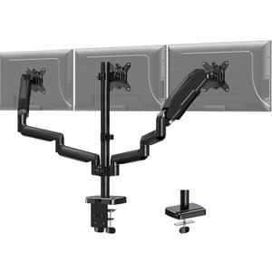 MOUNT PRO Triple Monitor Mount for 13-27 inch Screens, 3 Monitor Desk Mount, Gas Spring Triple Display Stand, Full Motion Three Computer Arm Hold up to 17.6lbs Each, VESA 75x75, 100x100
