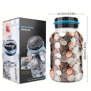 Digital Counting Money Jar, Digital Coin Counter with LCD Display Large Capacity Money Saving Box for Kids Adults as Gift on Christmas,Birthday