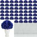 104 Pcs Hydrangea Artificial Flowers, Royal Blue Faux Hydrangea Flowers with Stems for Wedding Arch, Realistic Fake Silk Hydrangeas for Table Centerpieces, Baby Shower, Home Party Decoration
