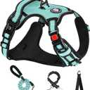 NESTROAD No Pull Dog Harness,Adjustable Oxford Dog Vest Harness with Leash,Reflective No-Choke Pet Harness with Easy Control Soft Handle for Large Dogs(Large,Turquoise) (Lneck 15-19" chest 19-29")