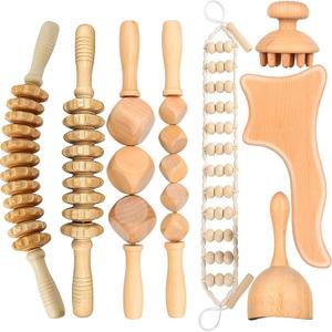 Wood Massage Therapy Tools, 8PCS Wooden Massage Roller, Muscle & Cellulite Massage, Full Body Pain Relief