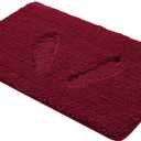 YHF Bathroom Rug Set 2 Piece, Extra Thick & Soft Microfiber Shaggy, Machine Washable Bath Mats, Absorbent Bath Rugs, Non-Slip Rubber Backing Bath Mat for Bathroom Floor, Tub and Shower, Burgundy, 2 Piece: 17" X 24" + 20" X 32"