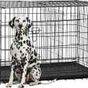 FDW Extra Large Dog Crate Dog Kennel Cage with Double Door,48 inch Folding Metal Wire Dog Cage with Removable Tray&Divider Panel,Pet Crate for Large Dogs,Black