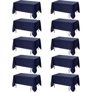 10-Pack Navy Blue Tablecloths for Rectangle Tables, 60 x 120 Inches, Stain-Resistant Polyester Fabric for 6 Foot Tables - Washable Table Covers for Weddings, Birthday Parties, Events
