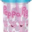 Silver Buffalo Peppa Pig Plastic Tall Cold Cup with Lid and Straw, 20 Ounces (Multicolor)