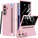 Ruky for Samsung Z Fold 7 Case with Slim S Pen Slot & Stylus, [Not for Z Fold 6] with Hidden Foldable Kickstand and Built-in Privacy Screen Protector, Shockproof Protective Phone Cover, Pink