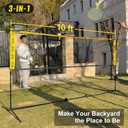 3-in-1 Portable Badminton, Volleyball & Pickleball Net Set for Adults, Adjustable Height 34"7 ft for Backyards or Beach, Outdoor Sports Combo with Carry Bag, Rackets, Paddles & Balls