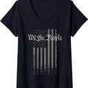 Womens WE The People, US Flag, Vintage Grunge 4th of July 1776 V-Neck T-Shirt, Size S