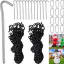 36 Pieces Inflatable Stakes and Tethers Replacement Tethers and Aluminum Metal Stakes Yard Inflatable Accessories with Hook for Fixing Halloween Christmas Decorations Inflatables Lawn Decor Tent