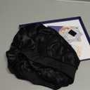 Umisleep Double-Sided 100% 22 Momme Mulberry Silk Bonnet for Sleeping Women, Large Silk Hair Wrap for Long Curly Hair, Non-Slip Sleep Cap with Adjustable Band, Ebony