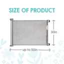 Regalo Safety 50" Extra Wide Retractable Baby Gate, Mesh Safety Gate for Doorways, Hallways & Bottom of Stairs, Hardware Mounted Gate for Babies, Toddlers & Pets, Lock Indicator Window, Gray