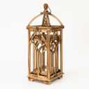 Large Farmhouse Wooden Decorative Lantern Set of 2, Rustic Brown Burnt Wood Hanging Lanterns for Indoor Outdoor Home Garden Porch Wedding Decor (No Glass)